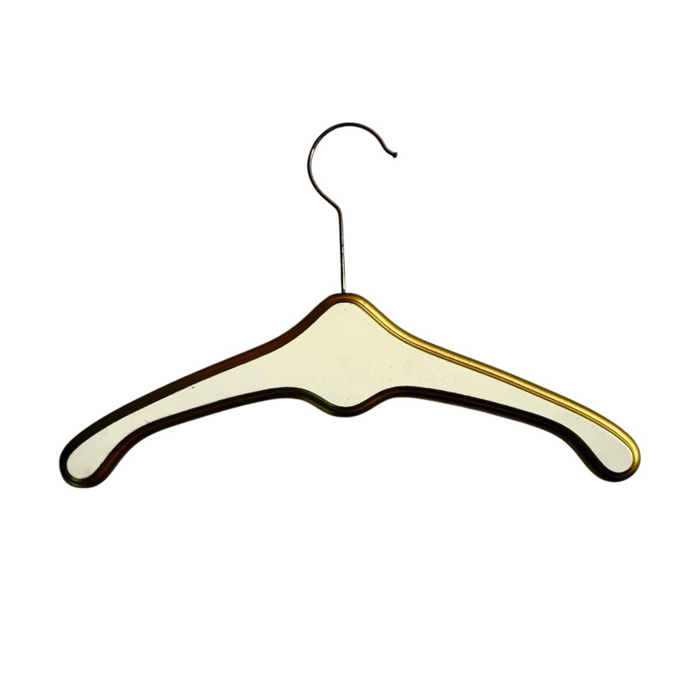 MCM Solid Wood NEVCO Coat Clothes Hanger Cream and Gold HOLLYWOOD REGENCY